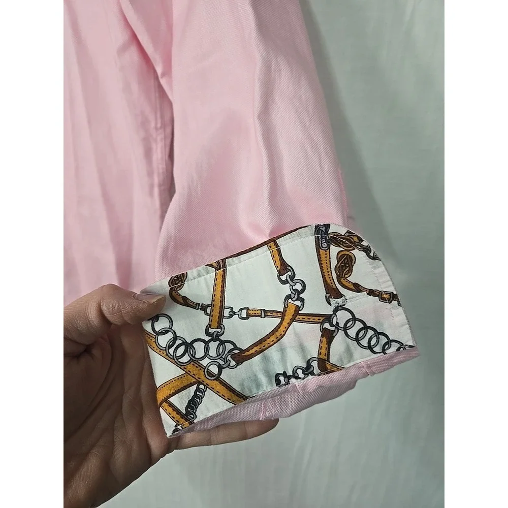 Zara Man Asian Fit Button Down Shirt Men's 15 Pink Long Sleeve Flip Cuff‎ Cotton